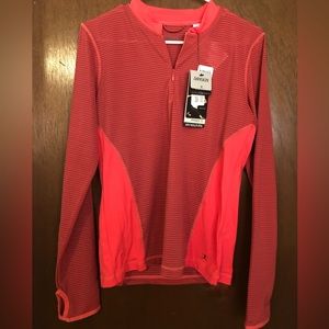 New Danskin long sleeve top, thumbholes 3/4 zip, stretch fit, size L pink